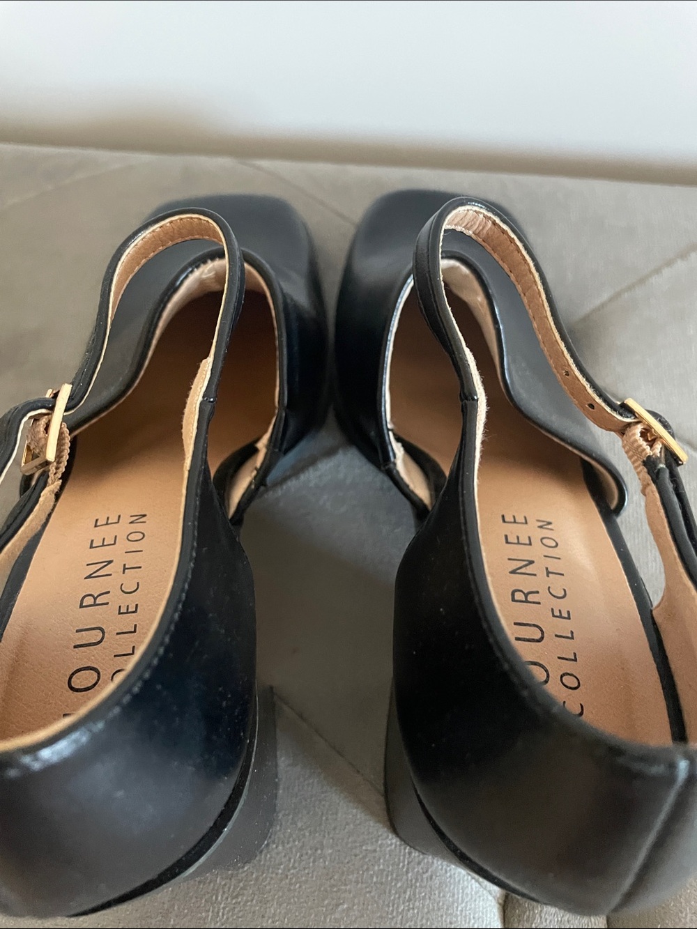 Journee Collection Black Mary Jane Block Heels with Ankle Strap - Picture 5 of 7